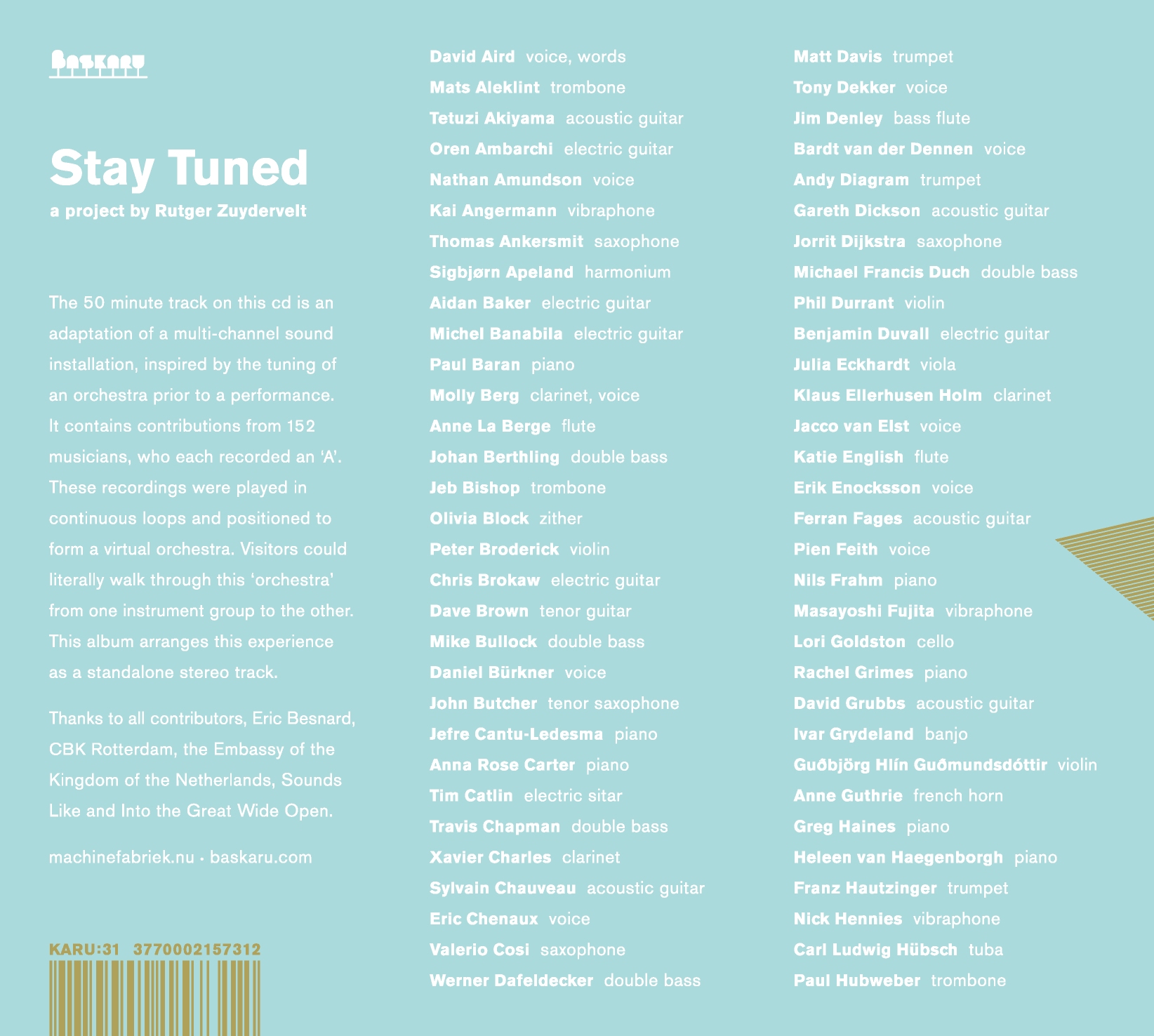 Rutger Zuydervelt - Stay Tuned back